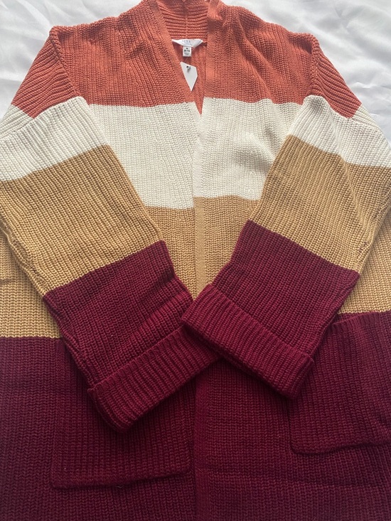 Time and Tru Sweaters - Time and Tru Striped Open Cardigan Size Medium NWT